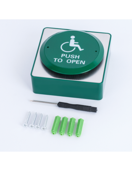 Buton de iesire pentru persoane cu dizabilitati, de interior, incastrabil/aplicabil cu carcasa. Comanda online pe RFPro.ro.