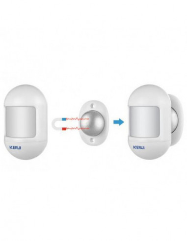 Detector de miscare PIR wireless, dimensiuni reduse si suport de prindere magnetic. Comanda online pe RFPro.ro.