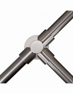Stalp intermediar in forma de T din INOX,  suport pentru balustrade din INOX, montare aplicata. Comanda online pe RFPro.ro.