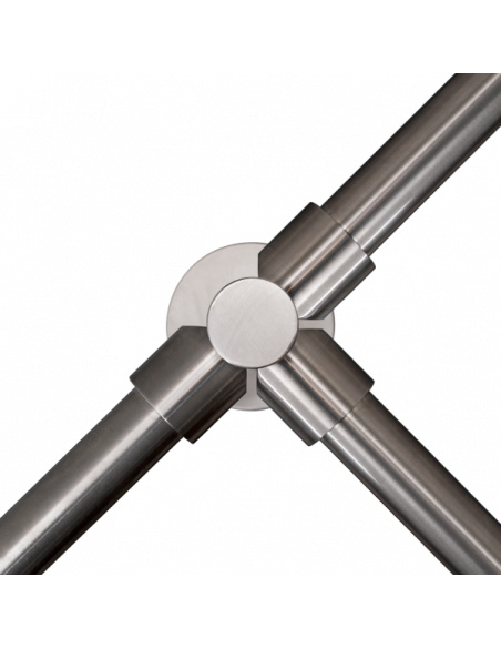 Stalp intermediar in forma de T din INOX,  suport pentru balustrade din INOX, montare aplicata. Comanda online pe RFPro.ro.