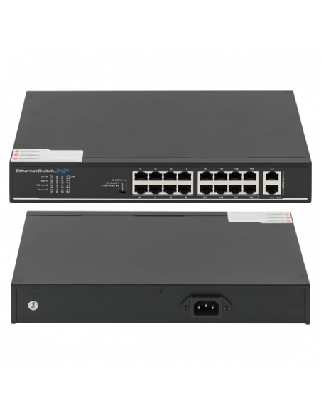 Switch ethernet PoE+, 16 porturi 10/100Mbps POE+ downlink, 2 porturi 10/100/1000Mbps uplink. Comanda online pe RFPro.ro.