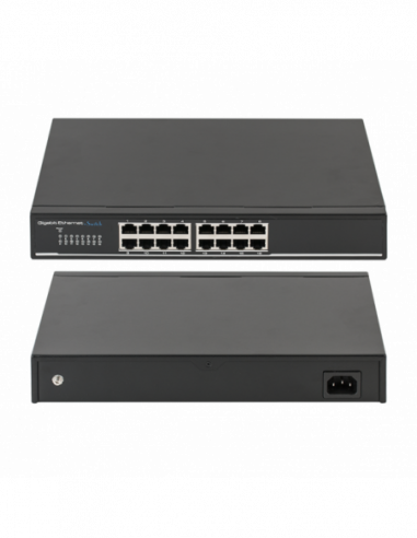 Switch gigabit cu 16 porturi ethernet 10/100/1000Mbps cu carcasa metalica. Comanda online pe RFPro.ro.