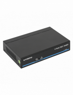 Switch PoE 5 porturi (4 downlink, 1 uplink) pentru sisteme de supraveghere. Comanda online pe RFPro.ro.