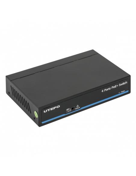 Switch PoE 5 porturi (4 downlink, 1 uplink) pentru sisteme de supraveghere. Comanda online pe RFPro.ro.