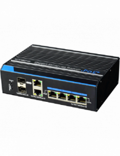 Switch industrial 4 porturi PoE++ (60W) cu doua uplinkuri SFP. Comanda online pe RFPro.ro.