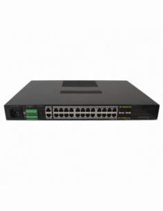 Switch industrial 24 porturi 1000Mbps, 4 porturi 10Gbps SFP+, consola, OOB, management L3, FANLESS. Comanda online pe RFPro.ro.