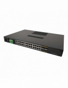 Switch industrial 24 porturi 1000Mbps, 4 porturi 10Gbps SFP+, consola, OOB, management L3, FANLESS. Comanda online pe RFPro.ro. 2