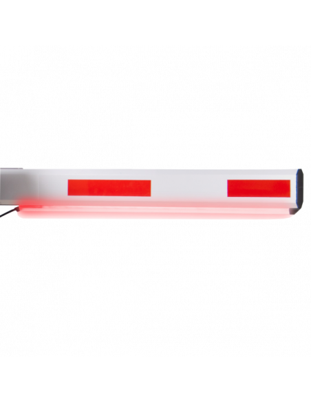 Brat de bariera de aluminiu cu elemente reflectorizante, garnitura transparenta si banda LED. Comanda online pe RFPro.ro.