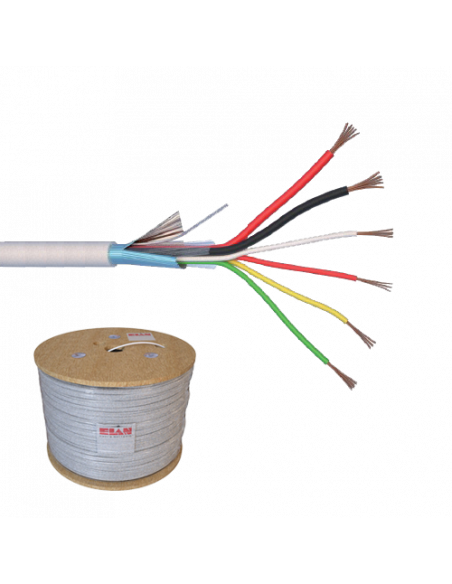 Cablu de alarma 6 fire ecranate + alimentare 2x0.75, cupru integral, 500m 6CUEF+2x0.75-T. Comanda online pe RFPro.ro.