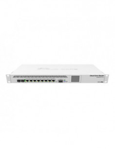 Cloud Core Router, 7 x Gigabit, 1 x combo SFP/Gigabit, 1 x SFP+, RouterOS L6, 1U - Mikrotik CCR1009-7G-1C-1S+. Comanda online pe
