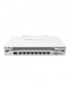 Cloud Core Router, 7 x Gigabit, 1 x combo SFP/Gigabit, 1 x PoE, RouterOS L6 - Mikrotik CCR1009-7G-1C-PC. Comanda online pe RFPro