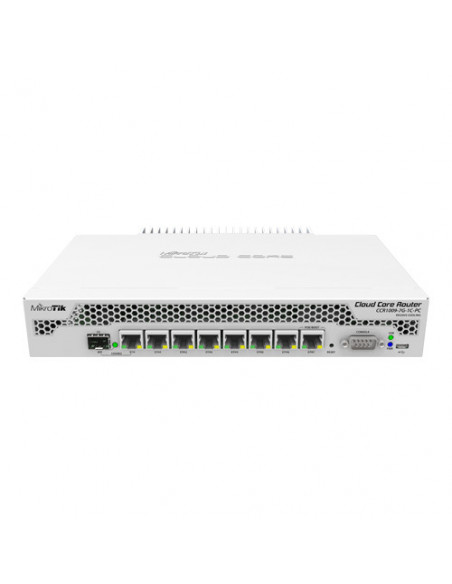 Cloud Core Router, 7 x Gigabit, 1 x combo SFP/Gigabit, 1 x PoE, RouterOS L6 - Mikrotik CCR1009-7G-1C-PC. Comanda online pe RFPro
