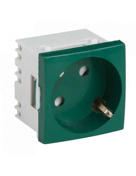 Priza modulara schuko cu impamantare, verde - DLX DLX-245-42. Comanda online pe RFPro.ro.