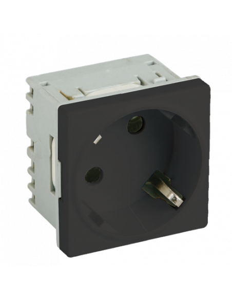 Priza modulara schuko cu impamantare, negru - DLX DLX-245-43. Comanda online pe RFPro.ro.