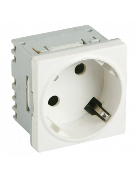 Priza modulara schuko cu impamantare, alb - DLX DLX-245-45. Comanda online pe RFPro.ro.