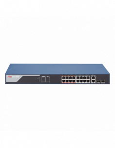 Switch 16 porturi PoE 100Mbps, 2 port uplink Gigabit, SMART Management - HIKVISION DS-3E1318P-EI. Comanda online pe RFPro.ro. 2