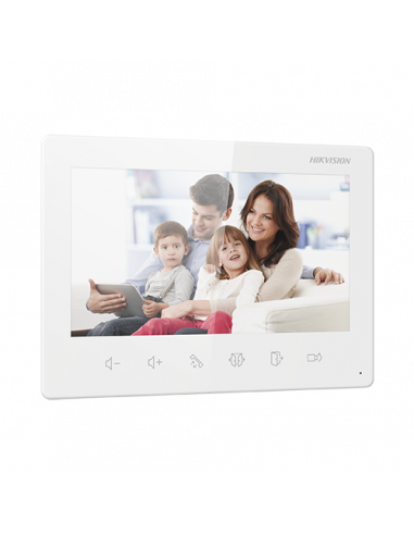 Kit videointerfon analogic 7inch, camera 2MP, conectare 2 fire - HIKVISION DS-KIS101-P(S). Comanda online pe RFPro.ro.