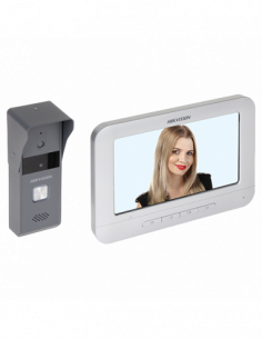 Kit videointerfon analogic 7inch, camera Pinhole, conectare 4 fire - HIKVISION DS-KIS203. Comanda online pe RFPro.ro.