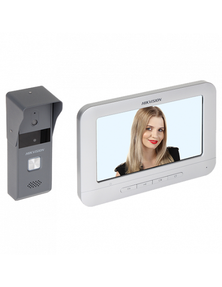 Kit videointerfon analogic 7inch, camera Pinhole, conectare 4 fire - HIKVISION DS-KIS203. Comanda online pe RFPro.ro.