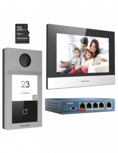 KIT videointerfon pentru o familie, Wi-Fi 2.4Ghz, monitor 7 inch - HIKVISION DS-KIS604-S. Comanda online pe RFPro.ro.