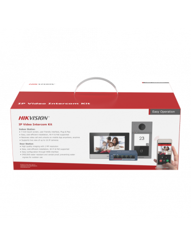 KIT videointerfon pentru o familie, Wi-Fi 2.4Ghz, monitor 7 inch - HIKVISION DS-KIS604-S. Comanda online pe RFPro.ro.