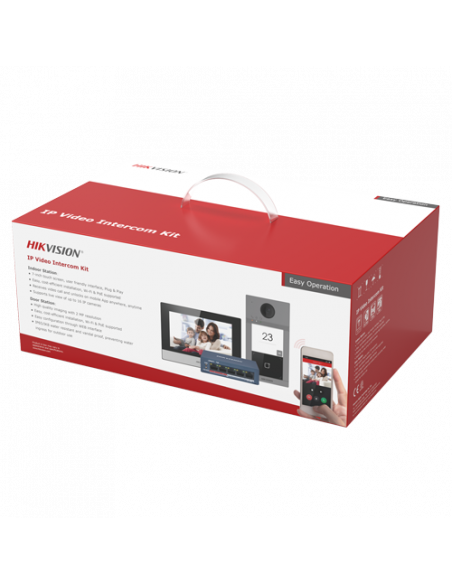 KIT videointerfon pentru o familie, Wi-Fi 2.4Ghz, monitor 7 inch - HIKVISION DS-KIS604-S. Comanda online pe RFPro.ro.