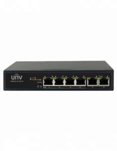 Switch 4 porturi PoE+, 2 porturi uplink RJ45 - UNV NSW2010-6T-POE-IN. Comanda online pe RFPro.ro.