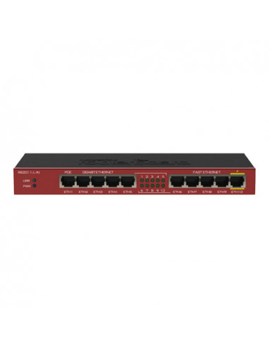 Router 5 x Fast Ethernet, 5 x Gigabit, 1 x PoE, RouterOS L4 - Mikrotik RB2011iL-IN. Comanda online pe RFPro.ro.