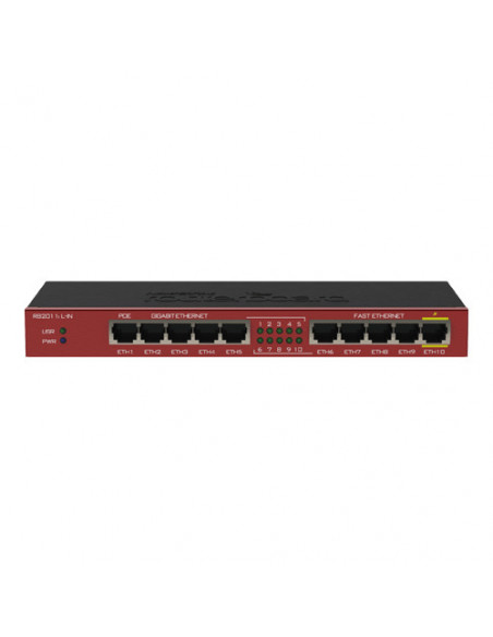 Router 5 x Fast Ethernet, 5 x Gigabit, 1 x PoE, RouterOS L4 - Mikrotik RB2011iL-IN. Comanda online pe RFPro.ro.