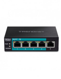 Switch 4 porturi Fast Ethernet Long Range 250m PoE+ 60W, 1 port Fast Ethernet - TRENDnet TE-FP051. Comanda online pe RFPro.ro. 2