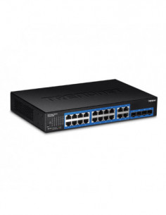 Switch Web Smart 16 porturi Gigabit, 4 porturi Gigabit RJ-45/SFP - TRENDnet TEG-204WS. Comanda online pe RFPro.ro.