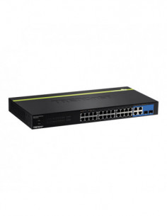 Switch Web Smart 24 porturi 10/100 Mbps, 4 x 2 porturi Gigabit RJ-45/SFP - TRENDnet TEG-424WS. Comanda online pe RFPro.ro.