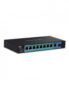 Switch 8 porturi Gigabit PoE+ 58W, 1 port Gigabit, 1 port SFP - TRENDnet TE-GP102. Comanda online pe RFPro.ro.