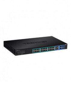 Switch 28 porturi Gigabit Web Smart, 24 x PoE+, 4 x Gigabit/SFP - TRENDnet TPE-2840WS. Comanda online pe RFPro.ro.