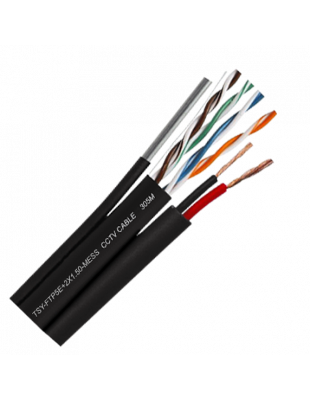 Cablu FTP autoportant cu alimentare 2x1.5, cat 5E, CUPRU 100%, 305m, negru TSY-FTP5E+2x1.50-MESS. Comanda online pe RFPro.ro.
