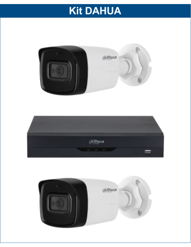 KIT DAHUA, DAH-A2IEXT2B80B, DVR + 2xCAMERA, 2MP, IR 80m