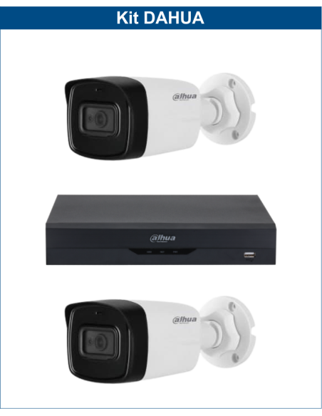 KIT DAHUA, DAH-A2IEXT2B80B, DVR + 2xCAMERA, 2MP, IR 80m