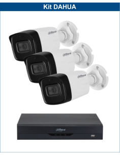 KIT DAHUA, DAH-A3IEXT2B80B, DVR + 3xCAMERA, 2MP, IR 80m