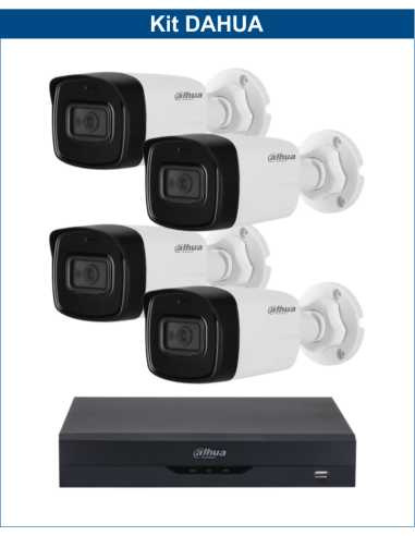 KIT DAHUA, DAH-A4IEXT2B80B, DVR + 4xCAMERA, 2MP, IR 80m