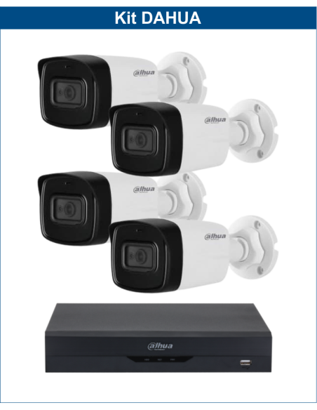 KIT DAHUA, DAH-A4IEXT2B80B, DVR + 4xCAMERA, 2MP, IR 80m