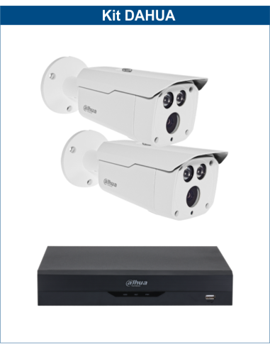 KIT DAHUA, DAH-A2IEXT2B80B, DVR + 2xCAMERA, 2MP, IR 80m