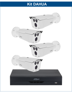 KIT DAHUA, DAH-A4IEXT2B80B, DVR + 4xCAMERA, 2MP, IR 80m