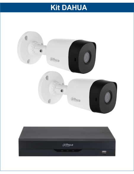 KIT DAHUA, DAH-A2IEXT2B20B, DVR + 2xCAMERA, 2MP, IR 20m