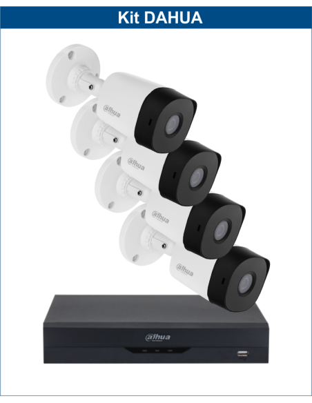 KIT DAHUA, DAH-A4IEXT2B20B, DVR + 4xCAMERA, 2MP, IR 20m