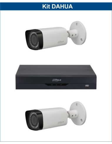 KIT DAHUA, DAH-A2IEXT2B30B, DVR + 2xCAMERA, 2MP, IR 30m
