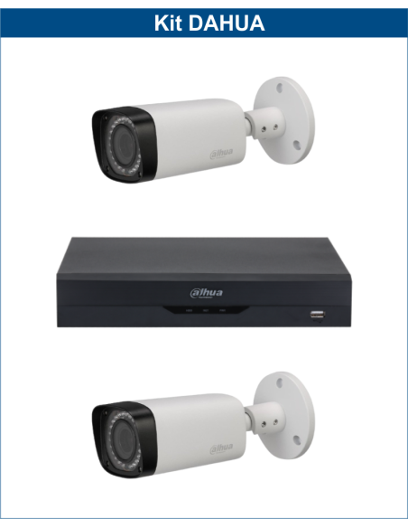 KIT DAHUA, DAH-A2IEXT2B30B, DVR + 2xCAMERA, 2MP, IR 30m