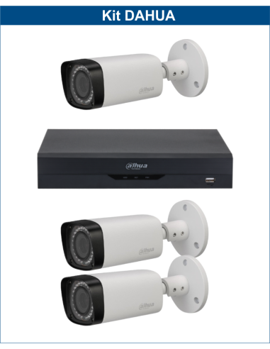 KIT DAHUA, DAH-A3IEXT2B30B, DVR + 3xCAMERA, 2MP, IR 30m