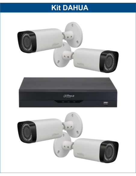 KIT DAHUA, DAH-A4IEXT2B30B, DVR + 4xCAMERA, 2MP, IR 30m