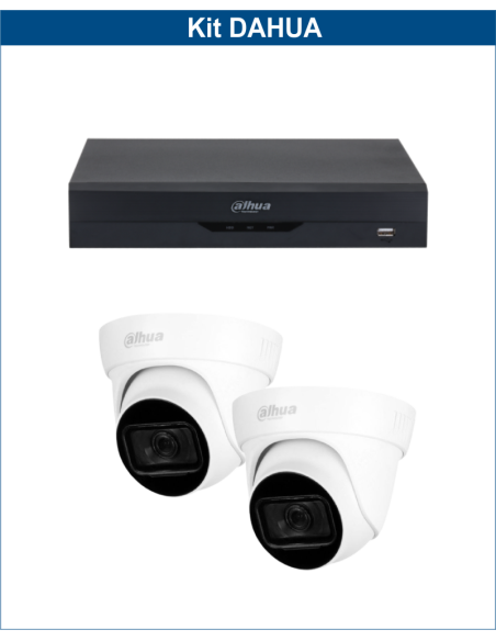 KIT DAHUA, DAH-A2IEXT2D60B, DVR + 2xCAMERA, 2MP, IR 60m