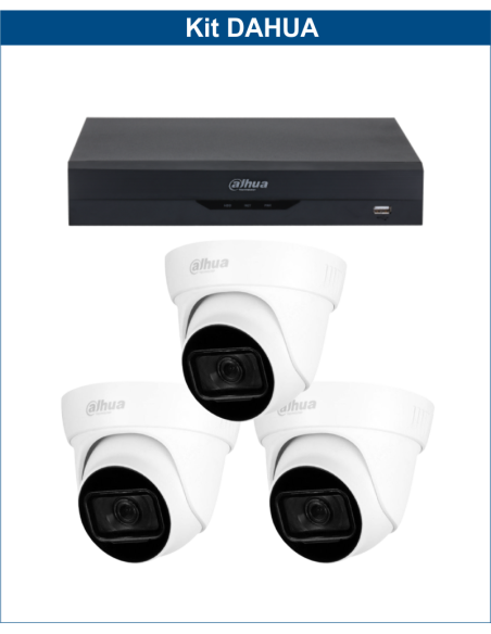 KIT DAHUA, DAH-A3IEXT2D60B, DVR + 3xCAMERA, 2MP, IR 60m